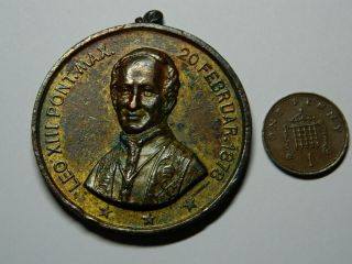 Large Vintage Bronze Religious Medallion / Medal 1878 Pope ? Detecting Detector