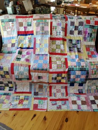 Vintage Hand Sewn Quilt.  72” X 82” Grandma’s Estate