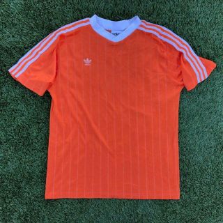 Rare Vtg 90s Orange Adidas Originals Trefoil Soccer Football Jersey Shirt L