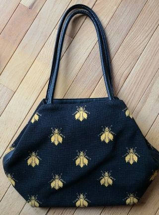 Knitting Bag Vintage Leather And Needlepoint - A Classic; 1 Of A Kind French
