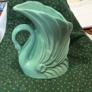 Vintage Niloak Art Pottery Green 7 " Art Deco Swan Vase Planter Ca.  1940s