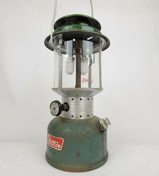 Vintage Coleman 220f Double Mantle Camping Lantern 10/70 Green March 1970