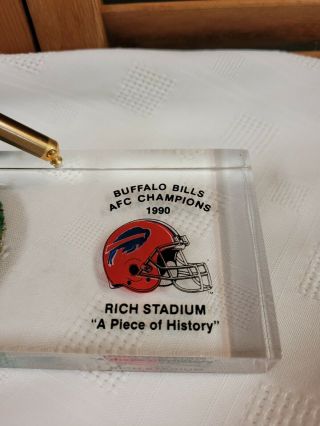 Vintage Buffalo Bills 1990 Rich Stadium Turf Desk Set Pen Paperweight 2