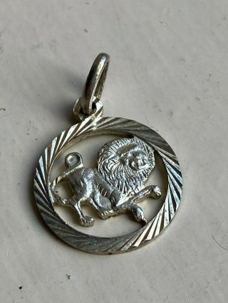 Vintage Zodiac Sterling Silver Pendant Leo 925 Hallmark