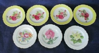 Vintage Rose Floral Butter Pat Tea Bag Plate A Set Of Seven Made In Japan Guc