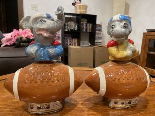Vintage 1972 Jim Beam Elephant Gop And Donkey Democratic Decanters Great Cond