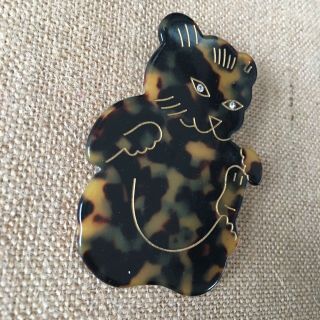 Vintage Old Plastic Celluloid Bakelite Era Japanese Happy Lucky Cat Brooch Pin 2