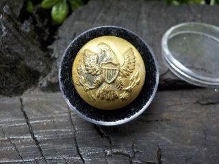 Old Rare Vintage Antique Civil War Relic Eagle Coat Button Remains Uniform/ Gold 3