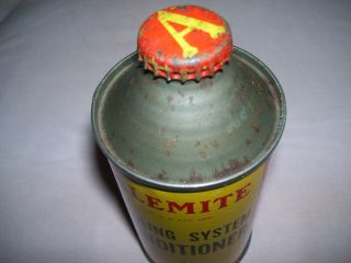 Old Vintage ALEMITE Cooling System Conditoner Cone Top Can Advertising Tin Full 3