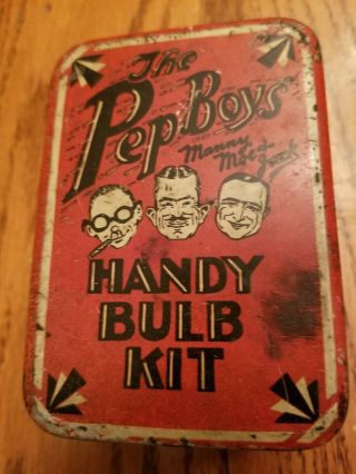 Vintage Pep Boys Handy Bulb Kit Tin Can With Some Bulbs And Fuses