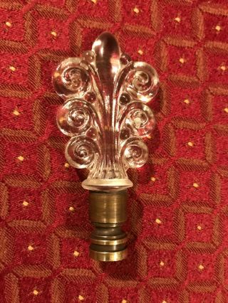 Vintage Mid Century Aladdin Clear Glass Scroll Bouquet Lamp Finial,  S/h