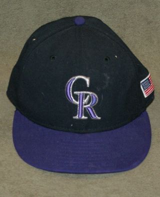 2003 - 2006 Dave Collins Game Worn Colorado Rockies Hat Cap 7 1/8 Era