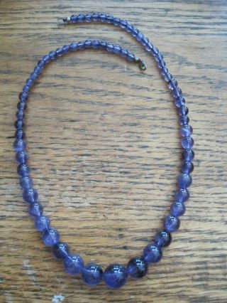 Vintage 16 " Graduated Amethyst Bead Necklace Sterling Clasp