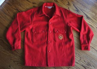 Vintage Boy Scouts Of America Men’s Official Wool Jacket Button Up 44 Large Red