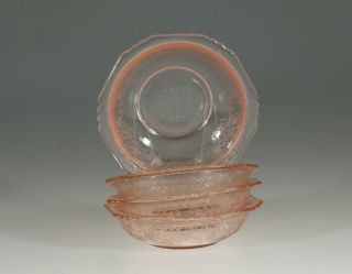 Set Of 4 Vintage Hazel - Atlas Glass Pink Florentine No.  1 Berry Bowls C.  1932