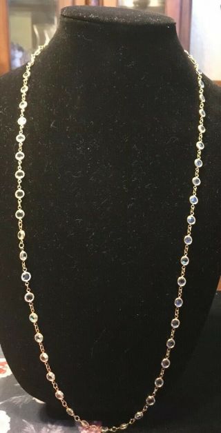 Vintage Swarovski Bezel Clear Crystal Necklace 32 Inch