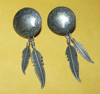 Vintage Fred Harvey Era Native Navajo Sterling Silver Dangle Feather 