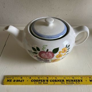 Vtg Stangl Fruit & Flowers Hand Painted Tea Pot W/ Lid Rare Collectible Vgc Htf