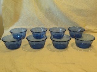 8x Vintage Usa Made Pyrex Cobalt Blue Glass Custard Dessert Bowls 463 /175 Ml