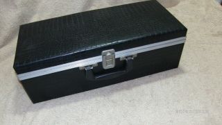 Vintage 8 Track Carrying Case Faux Alligator Black Holds 24 Tapes