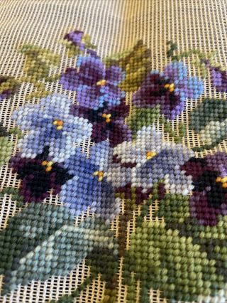 Gorgeous Vintage Bucilla Violets Preworked Needlepoint Canvas 20 By 20