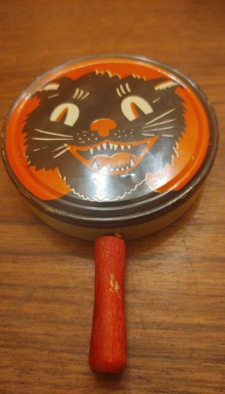 Vintage Halloween Metal Black Cat Noise Maker Kirchhof Toy Company Old
