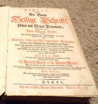 1798 - German Martin Luther Bible - Large Folio - Both Titles - Engravings - Complete