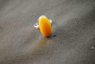 Vintage Russia.  Silver Ring With Amber.  875 Silver Stand