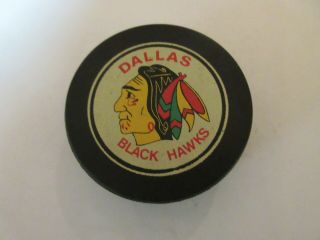 Dallas Black Hawks Central Hockey League Game Puck