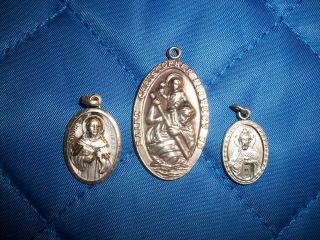 Vintage 3 Pure Sterling Silver Virgin Mary Rosary Charms