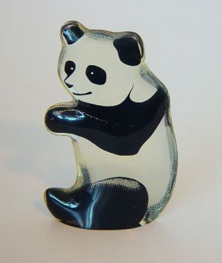 Palatnik 4,  ” Lucite Panda Bear Figurine Vintage Op Art,  Brazil Mcm - Signed