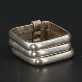 Vtg Sterling Silver - Mexico Modern Layered Solid Square Band Ring Size 6 - 7g