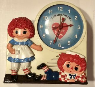 Vintage 1974 Janex Raggedy Ann And Andy Wind - Up Talking Alarm Clock Look