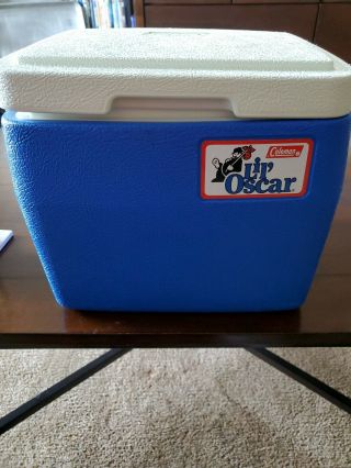 Vintage 1985 Coleman Lil Oscar Lunch Box 5272 Mini Cooler White Blue