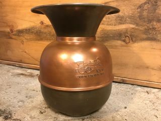 Vintage Brass Copperunion Pacific Railroad Double Side Graphics Train Spittoon