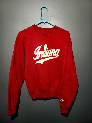 Champion Indiana University Red Medium Crewneck Sweatshirt Vintage Script