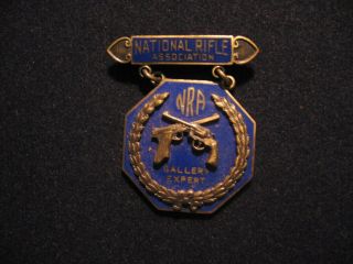 Vintage Nra National Rifle Assoc.  Gallery Pistol Expert Award Badge Pin 1940s