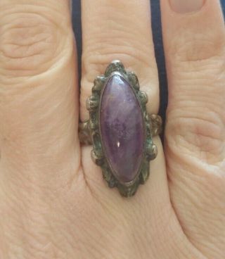 Vintage Sterling Silver Purple Stone Native American Ring Size 5.  5