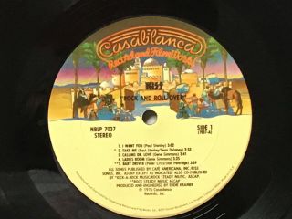 VINTAGE 1976 KISS ROCK AND ROLL OVER LP NBLP - 7037 CASABLANCA VINYL ROCK RECORD 3