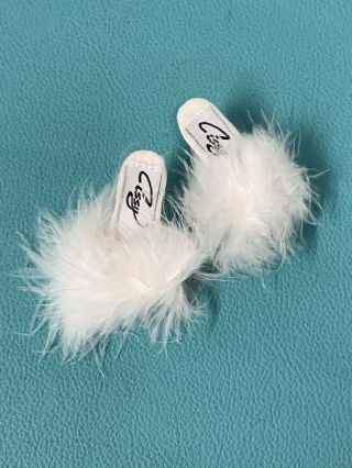 Vintage Madame Alexander Cissy Doll Shoes White Feather Boa Heels