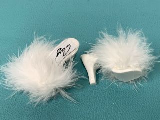 Vintage Madame Alexander Cissy Doll Shoes White Feather Boa Heels 2