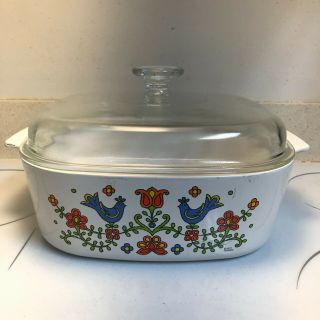 Vintage 4 Qt Corning Ware Country Festival Casserole Dish With Lid