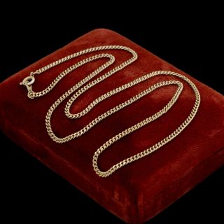 Antique Vintage Art Deco Sterling Silver Gold Wash Curb Link Chain Necklace 5.  3g