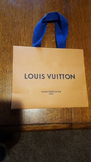 Auth Louis Vuitton Vintage Paper Shopping Bag W/blue Cord 8 - 1/2 " X7 " X4 - 1/2 "
