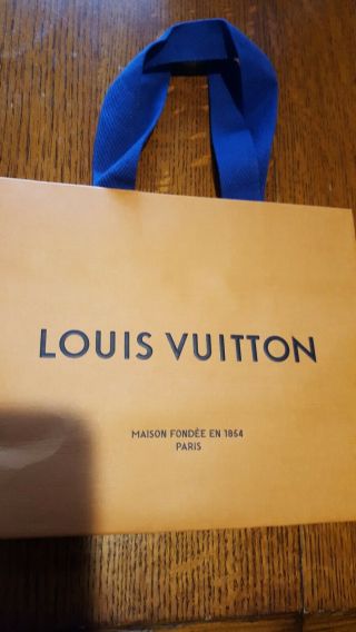 Auth Louis Vuitton Vintage Paper Shopping Bag w/Blue Cord 8 - 1/2 