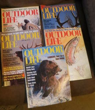5 Vintage Outdoor Life Magazines 1981 Issues: January,  March,  July,  August