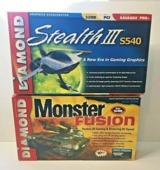 Vintage Diamond Monster Fusion Voodoo Z100 Stealth Iii S540 Pci Game Video Cards
