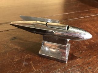 Vintage Silver Chrome Missile Airplane Cigarette Table Lighter Japan 1940s 1950s