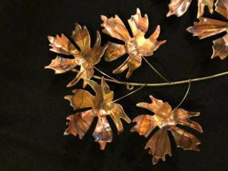 Vintage Mid Century Copper Maple Leaf Wall Art Metal Wall Hanging Decor 70 ' s 2