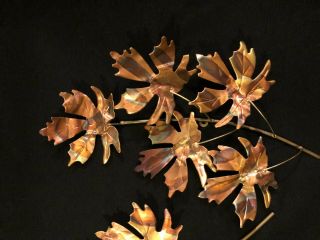 Vintage Mid Century Copper Maple Leaf Wall Art Metal Wall Hanging Decor 70 ' s 3